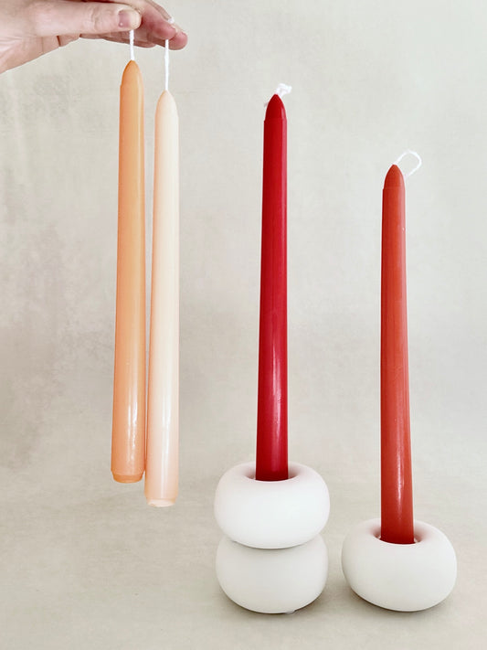 Taper Candles . Set of 4 . Anaranjado