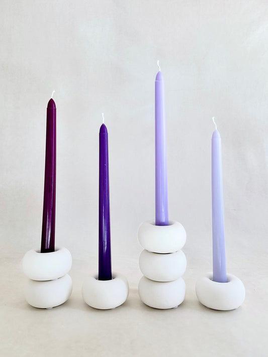 Taper Candles . Set of 4 . Lila